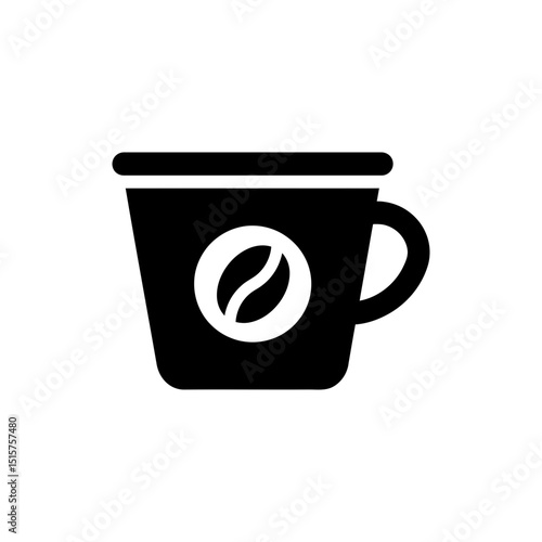 Tiny Cup with Bean Mark in Center - Small Coffee Cup with Bean Icon