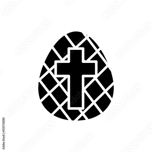 Cross Centered on Egg Pattern for Easter and Religious Themes