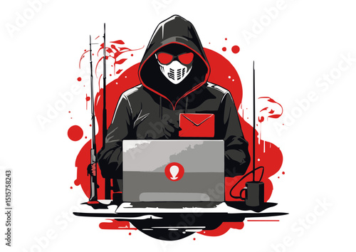 Anonymous Hacker Digital Espionage and Cybercrime Illustration - Unveiling the Dark Side of the Internet