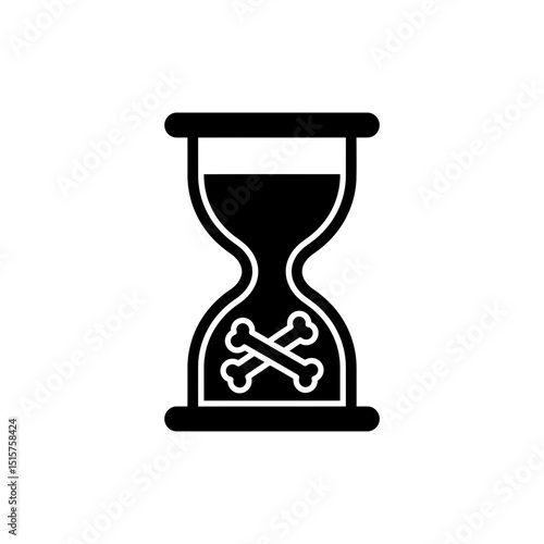 Hourglass with Bones Inside for Halloween and Gothic Themes