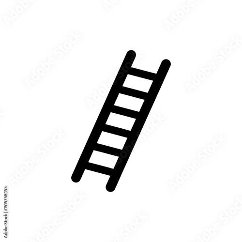 Ladder Leaning Left with Four Rungs for Construction and DIY Themes