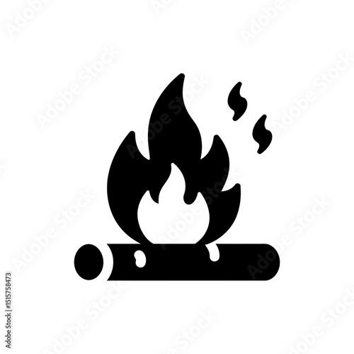 Log Fire with Three Crackling Embers Icon for Cozy Warmth