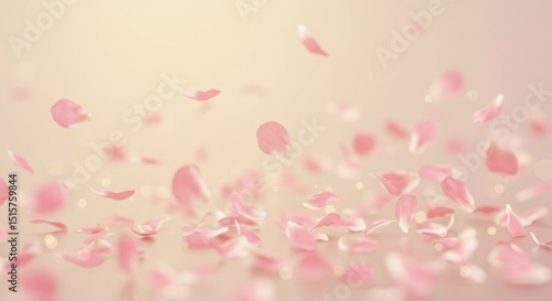 Falling Pink Petals Soft Light Elegant Floral Background