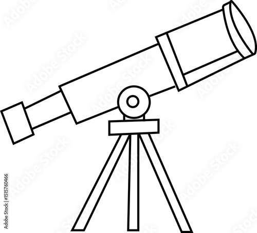 telescope astronomy icon, Natural science line icons, A sleek design featuring a telescope on a tripod, ideal for astronomy and educational materials. silhouette vector art flat design template