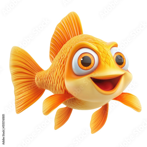 Cartoon Goldfish Joy Cheerful aquatic pet smiles.
