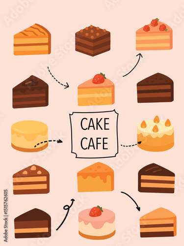 Cute Flat Cake Poster for Café, Bakery or Wall Decor