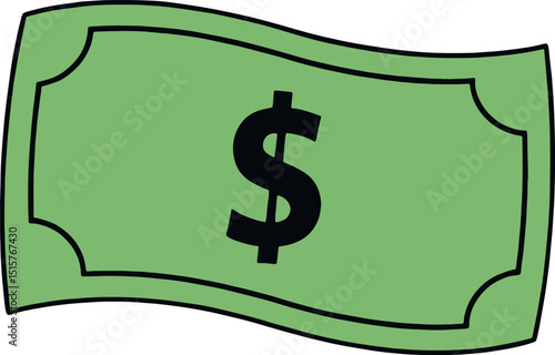 Vector Illustration Money Flat Design Green Currency