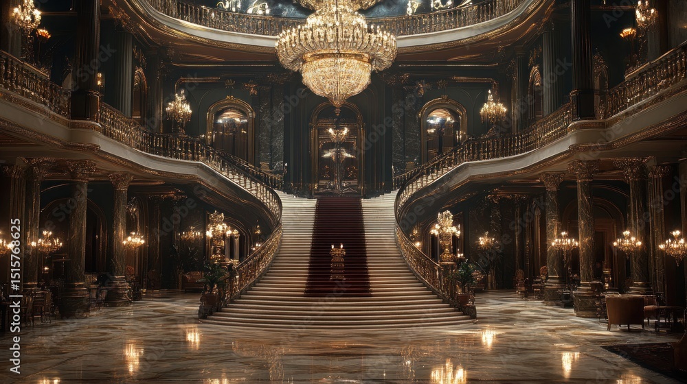 Obraz premium Grand Staircase in Opulent Palace: A Luxurious Interior