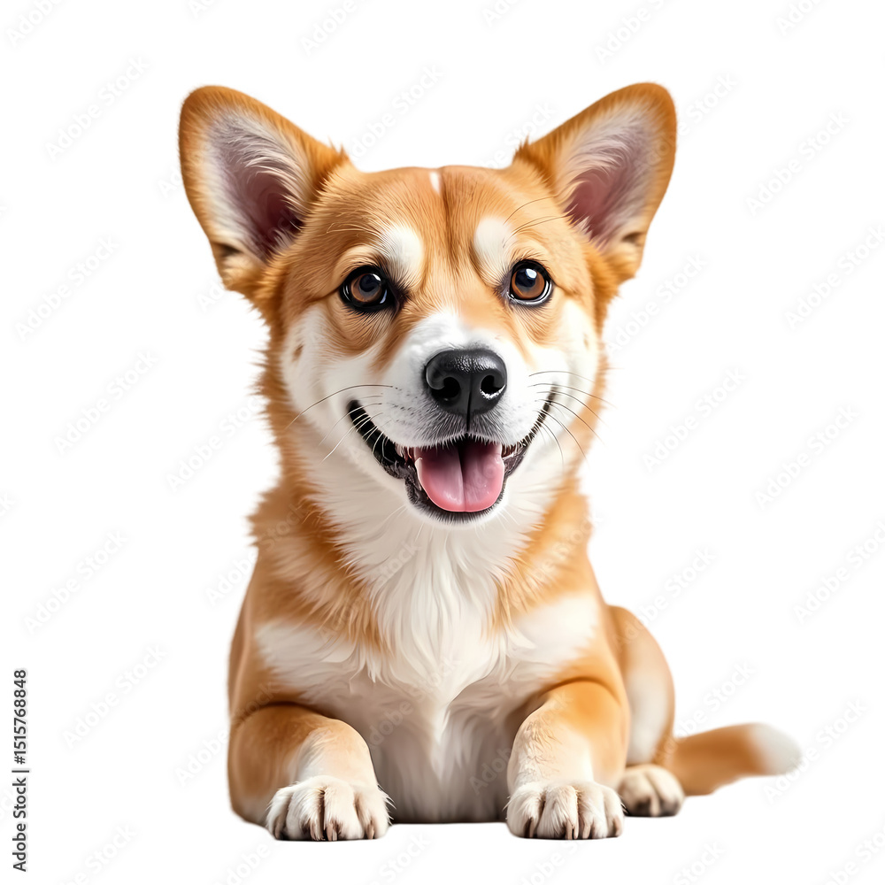 A charming corgi with a bright smile and expressive eyes posing in a isolated on transparent background A charming corgi with a bright smile and expressive eyes posing in a isolated on transparent background