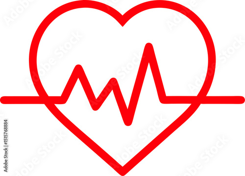 Heart beat icon set. Heart shape with pulse line. Vector illustration