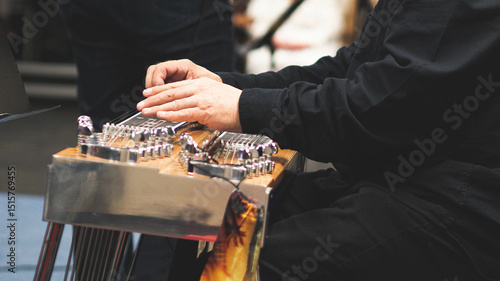 Pedal steel guitar instrument person playing hands