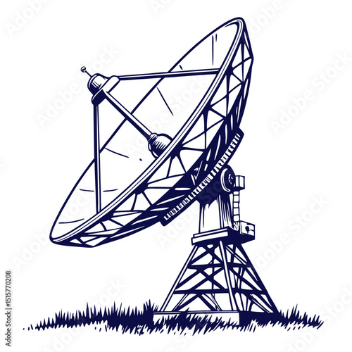 Hand drawn satellite dish antenna illustration