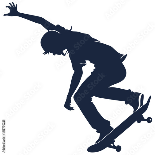 Silhouette of a skateboarder performing a trick