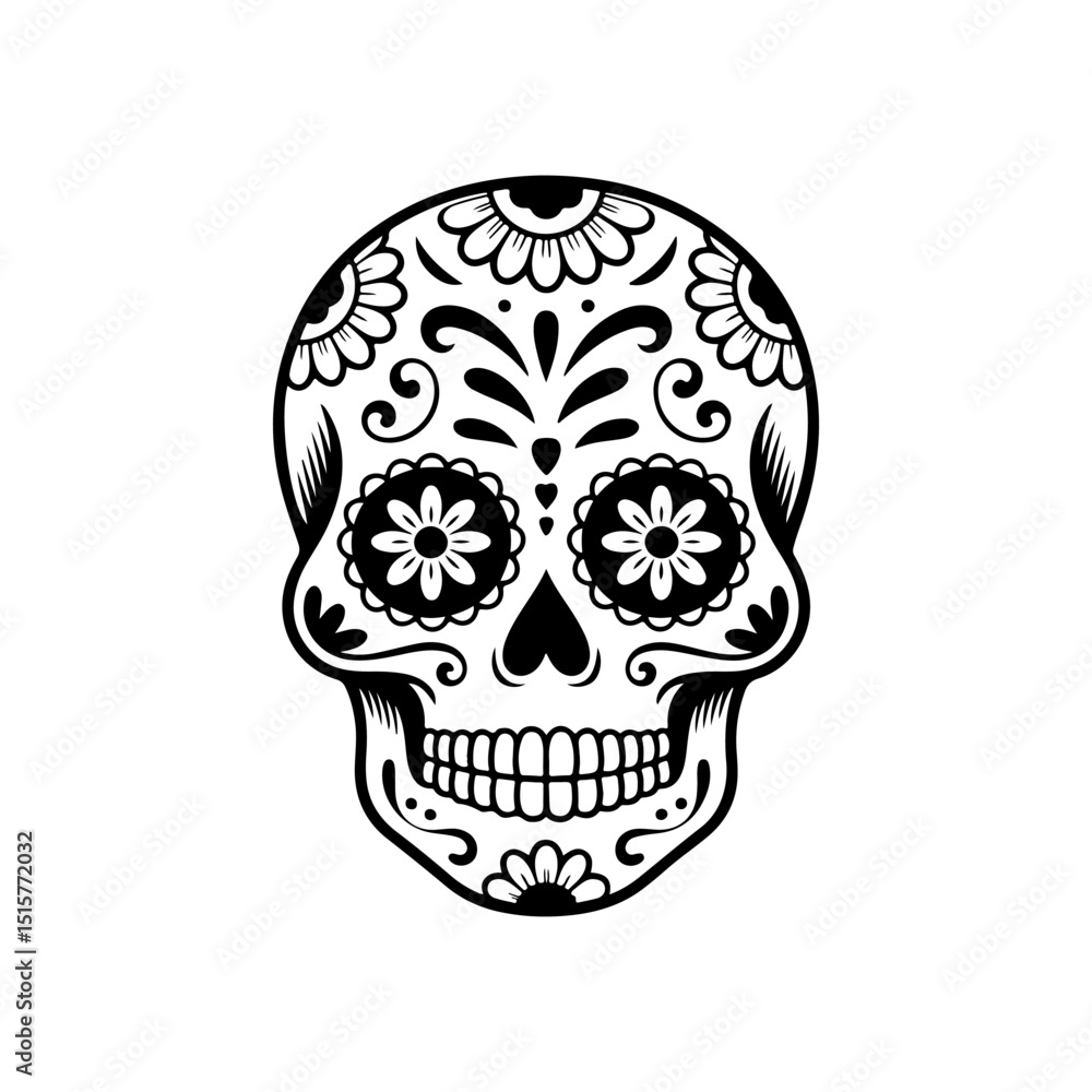 Illustration of mexican sugar skull. Day of the dead. Dia de los muertos. Vector illustration Illustration of mexican sugar skull. Day of the dead. Dia de los muertos. Vector illustration