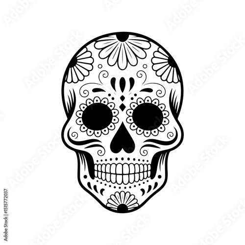 Illustration of mexican sugar skull. Day of the dead. Dia de los muertos. Vector illustration