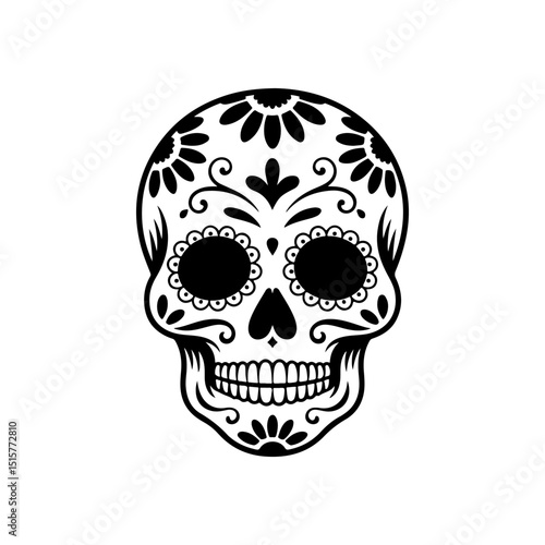 Illustration of mexican sugar skull. Day of the dead. Dia de los muertos. Vector illustration