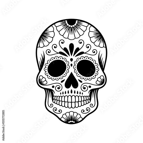 Illustration of mexican sugar skull. Day of the dead. Dia de los muertos. Vector illustration