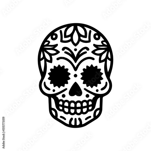 Illustration of mexican sugar skull. Day of the dead. Dia de los muertos. Vector illustration