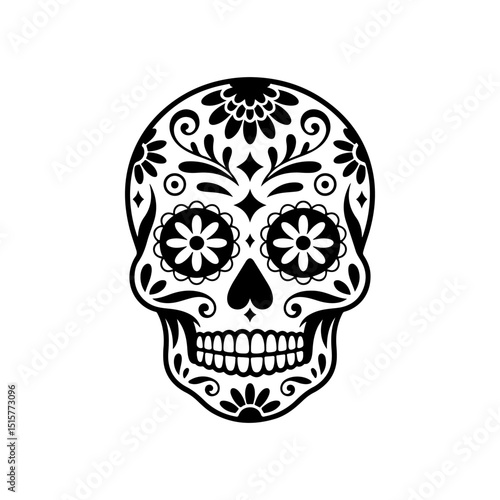 Illustration of mexican sugar skull. Day of the dead. Dia de los muertos. Vector illustration