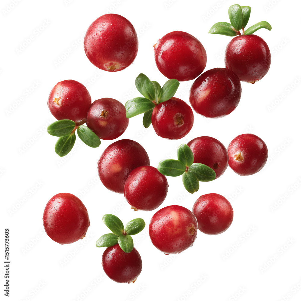 Fresh cranberries with leaves Fresh cranberries with leaves
