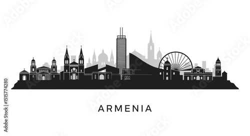 Armenia Skyline City Silhouette Vector Illustration.