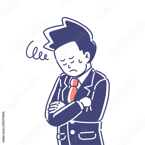 スーツ姿で悩むビジネスマン