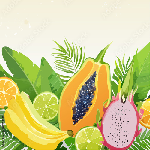A soft watercolor-style tropical fruit vector with gentle textures