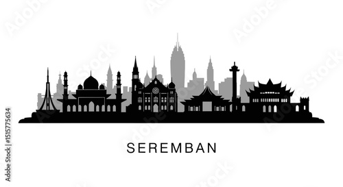 Seremban with Malaysia Skyline Silhouette.