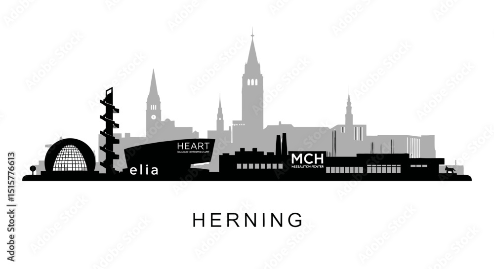 Obraz premium Herning Cityscape Silhouette Minimal Urban View.
