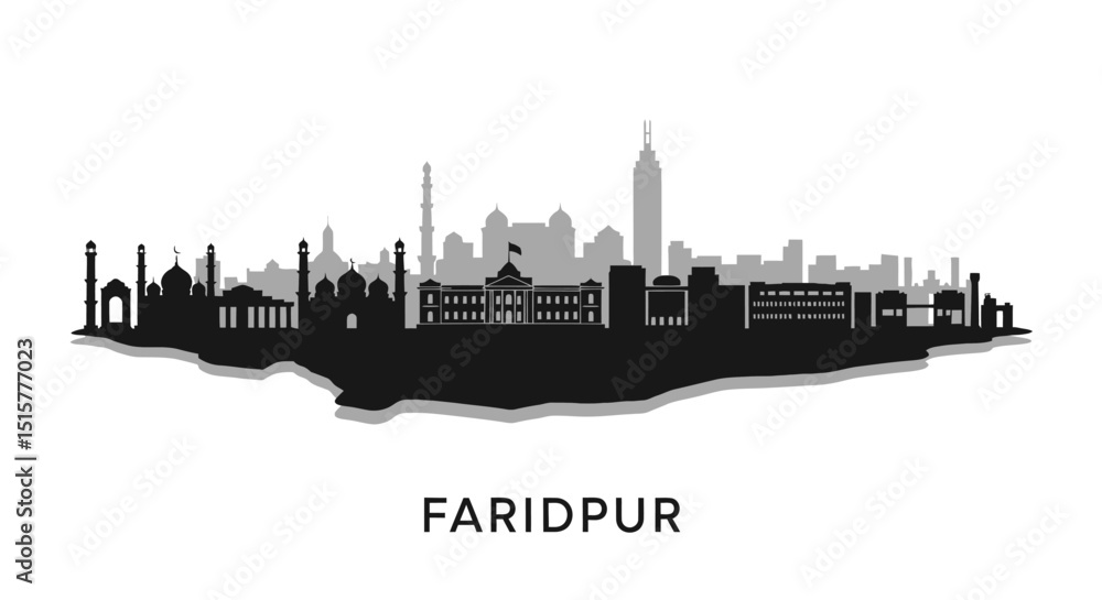 Obraz premium Faridpur Skyline Bangladesh City Vector.