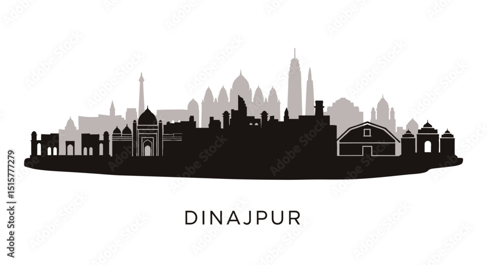 Naklejka premium Dinajpur Bangladesh Cityscape Skyline Silhouette.