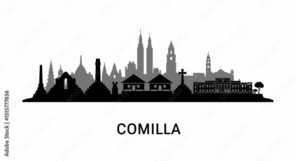 Fototapeta premium Comilla with Bangladesh, Skyline Silhouette, and Cityscape.