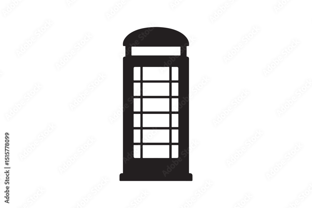British phone booth silhouette vector art illustration on white background British phone booth silhouette vector art illustration on white background