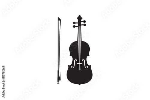 Violin silhouette vector art illustration on white background