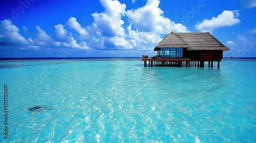 Quiet waters by thatched resort