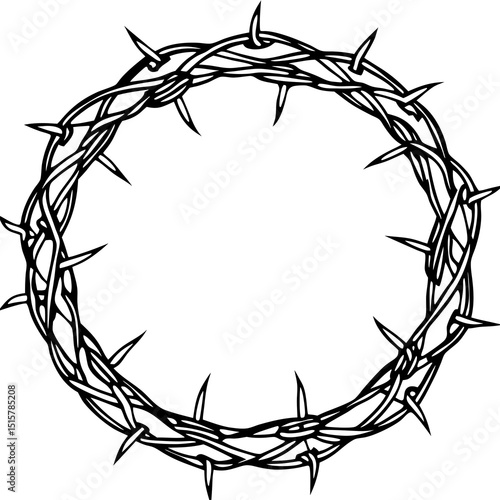 Crown of thorns illustration black and white