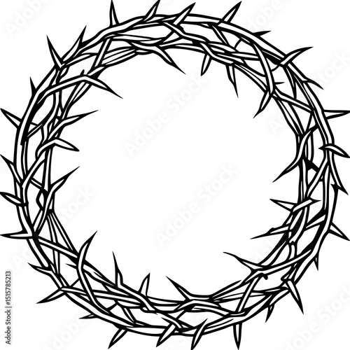 Crown of thorns illustration black and white