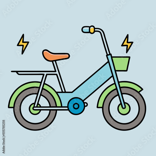 Electric Bike Vector Illustration – Modern Eco-Friendly Transport
