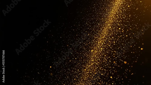 Gold glitter particles on black background