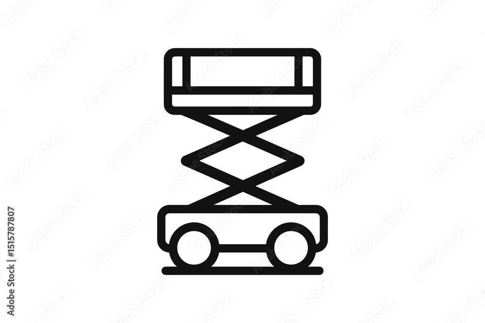 Fototapeta premium Detailed Vector Illustration of a Scissor Lift Platform in a Simple Style