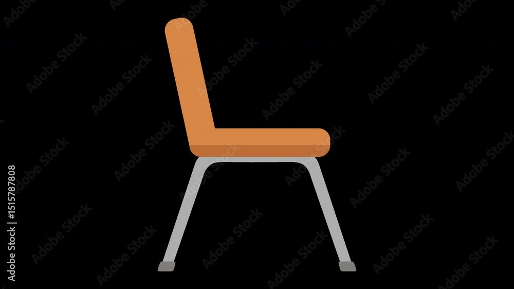 Minimalist Illustration of Simple Orange Chair on a Transparent Background Minimalist Illustration of Simple Orange Chair on a Transparent Background