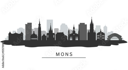 Mons with Belgium skyline silhouette vector.