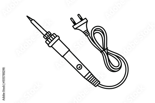 Detailed Vector Soldering Iron with Cord Illustration for Electronics and DIY Projects