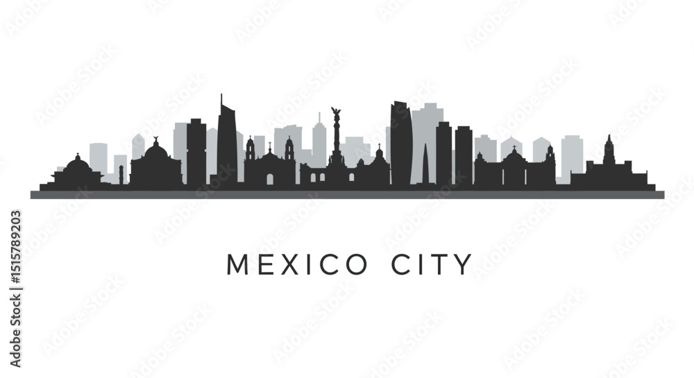 Fototapeta premium Mexico City Skyline with Silhouette, and Urban Landscape.