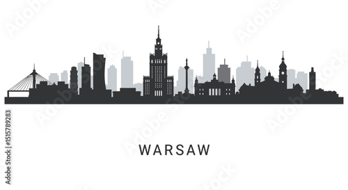 Warsaw Skyline City silhouette vector.