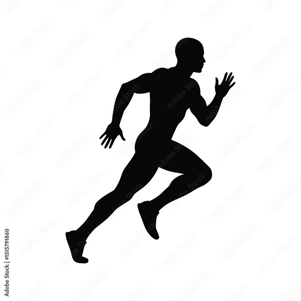 Obraz premium Silhouette of a runner athlete sprinting sports fitness marathon black and white vector illustration