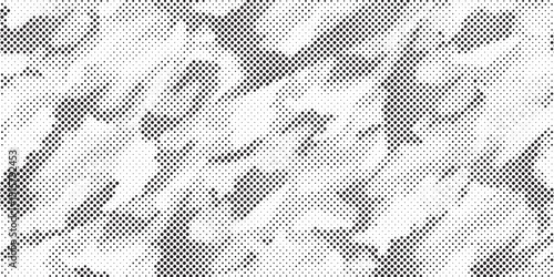 Abstract halftone seamless camouflage pattern. Repeating digital dotted hexagonal camo military texture background. Abstract modern fabric textile ornament. Vector illustration.