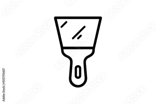 Outline Vector Illustration of a Putty Knife Tool for Home Improvement Projects
