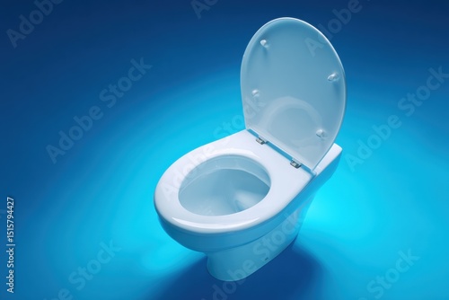 White toilet bowl on blue background	