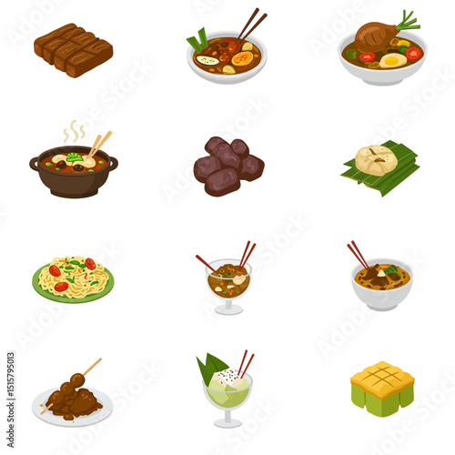 Indonesian Food Set Traditional cuisine.